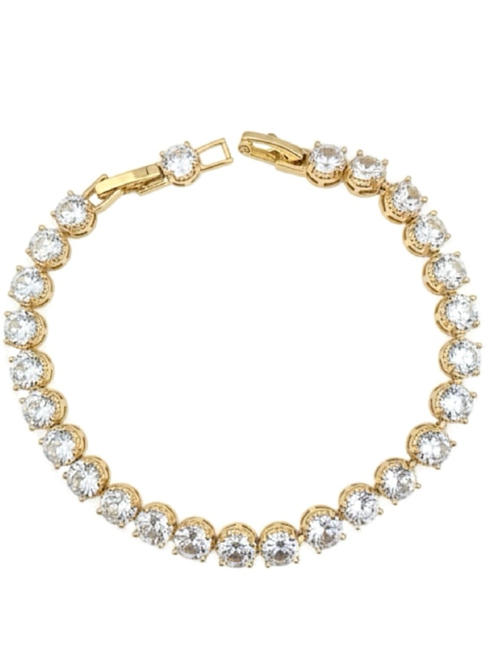 AAA CZ Round Cut Tennis Bracelet 
18K Yellow Gold Filled NWOT